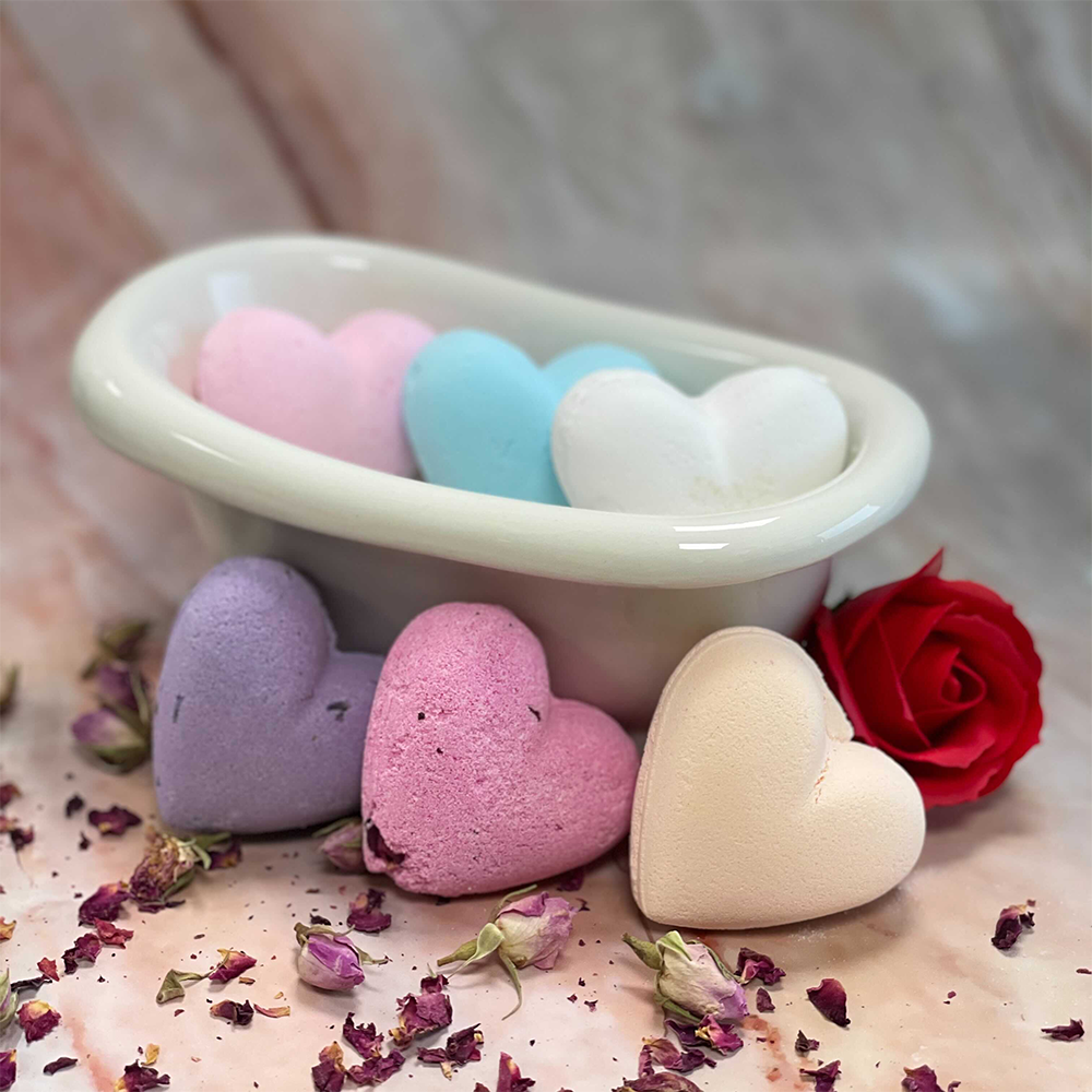 Set of 6 mixed Love Heart Bath Bombs 70g product image