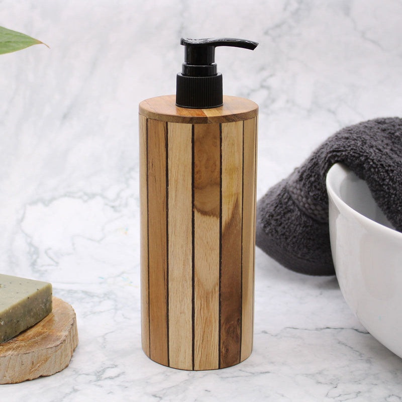 Natural Teakwood Soap Dispenser - Round product image