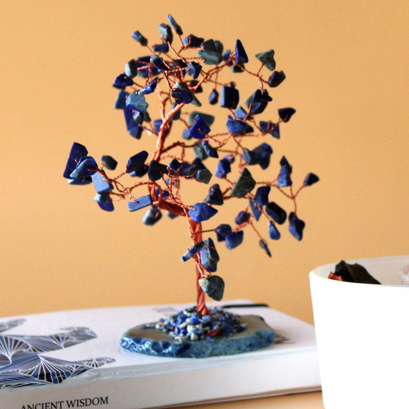 Lrg Gemstone Tree - Sodalite on Blue Agate Base (100 stones) product image