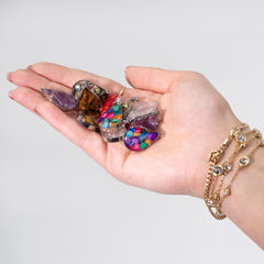 Steel Cased Pendant Teardrops - 12 Assorted Gemstone Chips & Shells product image 3