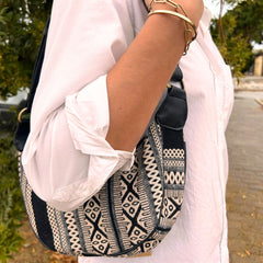Jacquard Hobo Bag - Grey Metro (black strap) product image 3