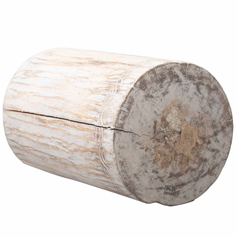 Tribal Stool / Table - Albasia - Whitewash product image