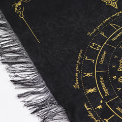 Ancient Witch Pendulum Divination Cloth - Sun Face - Black & Gold product image