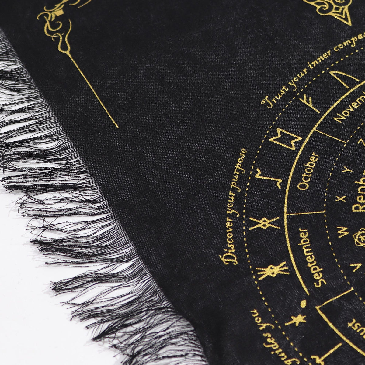 Ancient Witch Pendulum Divination Cloth - Sun Face - Black & Gold product image