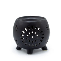 Squat Pot Oil Burner Flower Burst - Matt Black product image 2