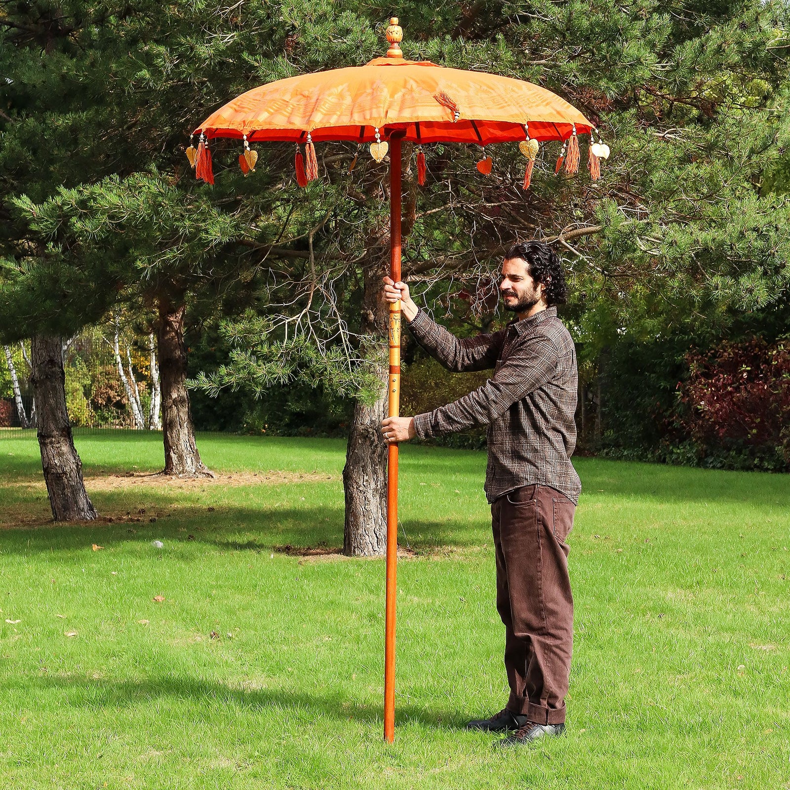 Bali Patio Parasol - Cotton - Orange Decor - 1.5m product image