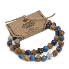 Set of 2 Gemstones Friendship Bracelets - Support - Sodalite & Picture Stone product image 4