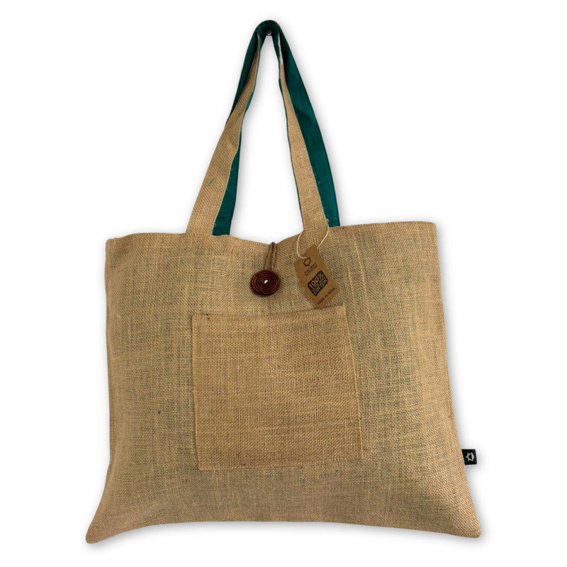 Jute & Cotton Reversible Big Bag - Teal product image