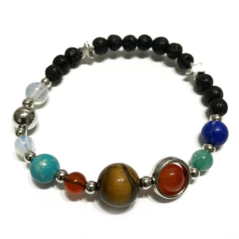 Lava Stone Bracelet - Silver Solar System product image
