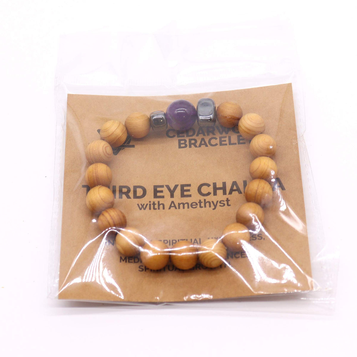 Cedarwood Third Eye Chakra Bangle with Amethyst product image 2