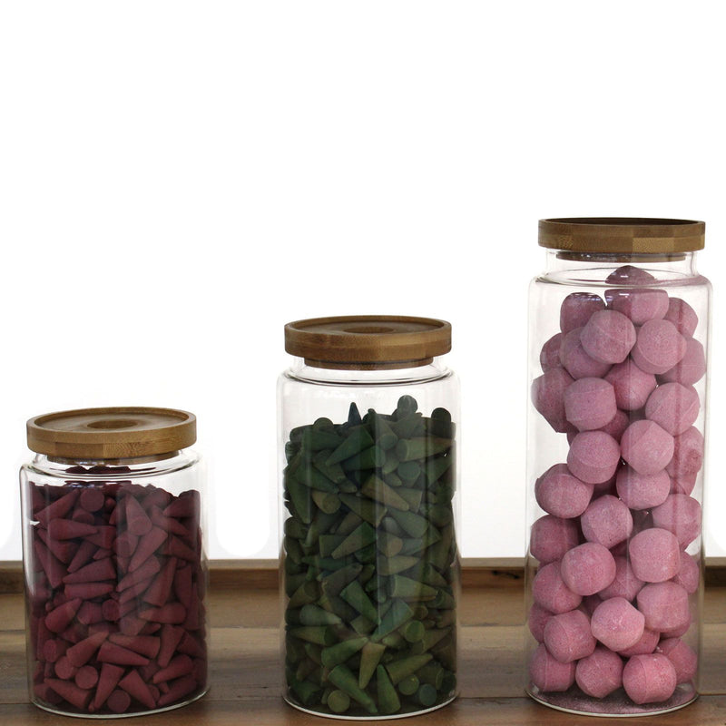 Cottage Bamboo Glass Jar - 15cm product image