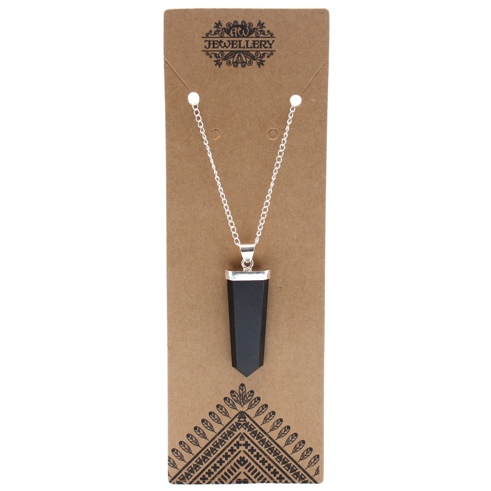 Gemstone Flat Pencil Pendant - Black Agate product image