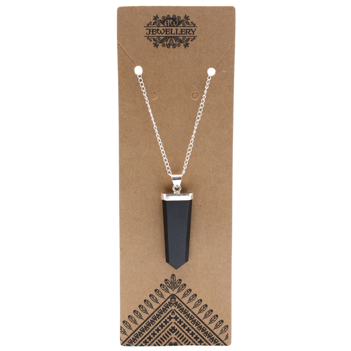 Gemstone Flat Pencil Pendant - Black Agate product image