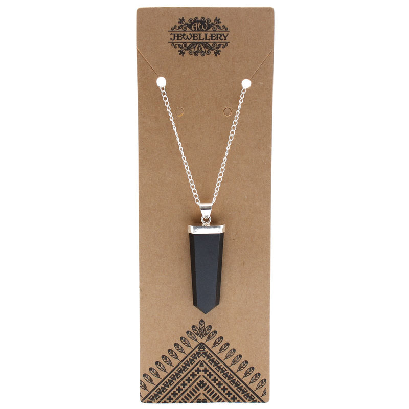 Gemstone Flat Pencil Pendant - Black Agate product image
