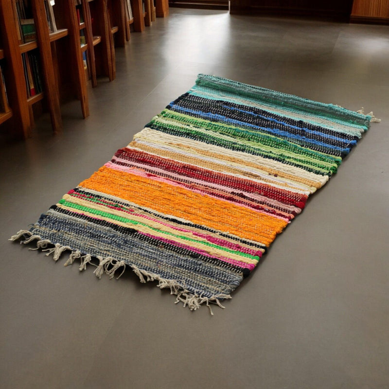 Large Rag Rug - 150x90cm - premium quality - Rainbow Colours product image