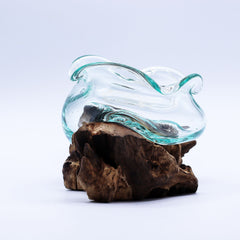 Molten Glass Wavy Bowl on Wood 18cm product image 2