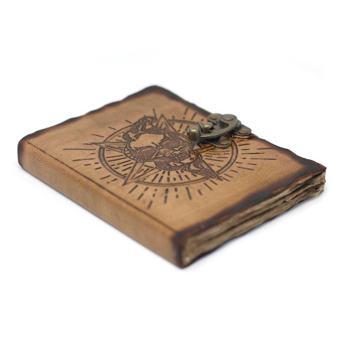 Leather Pentagon & Skull with Burns Detail Notebook (7x5") product image 2