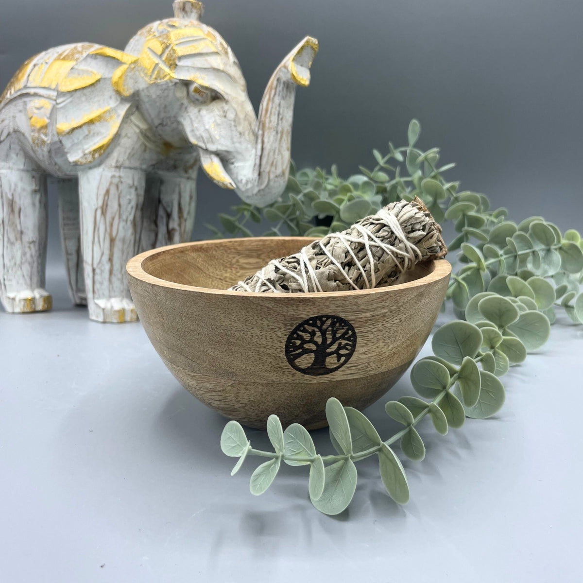 Wooden Smudge and Ritual Offerings Bowl - Tree of Life - 13x7cm product image 2