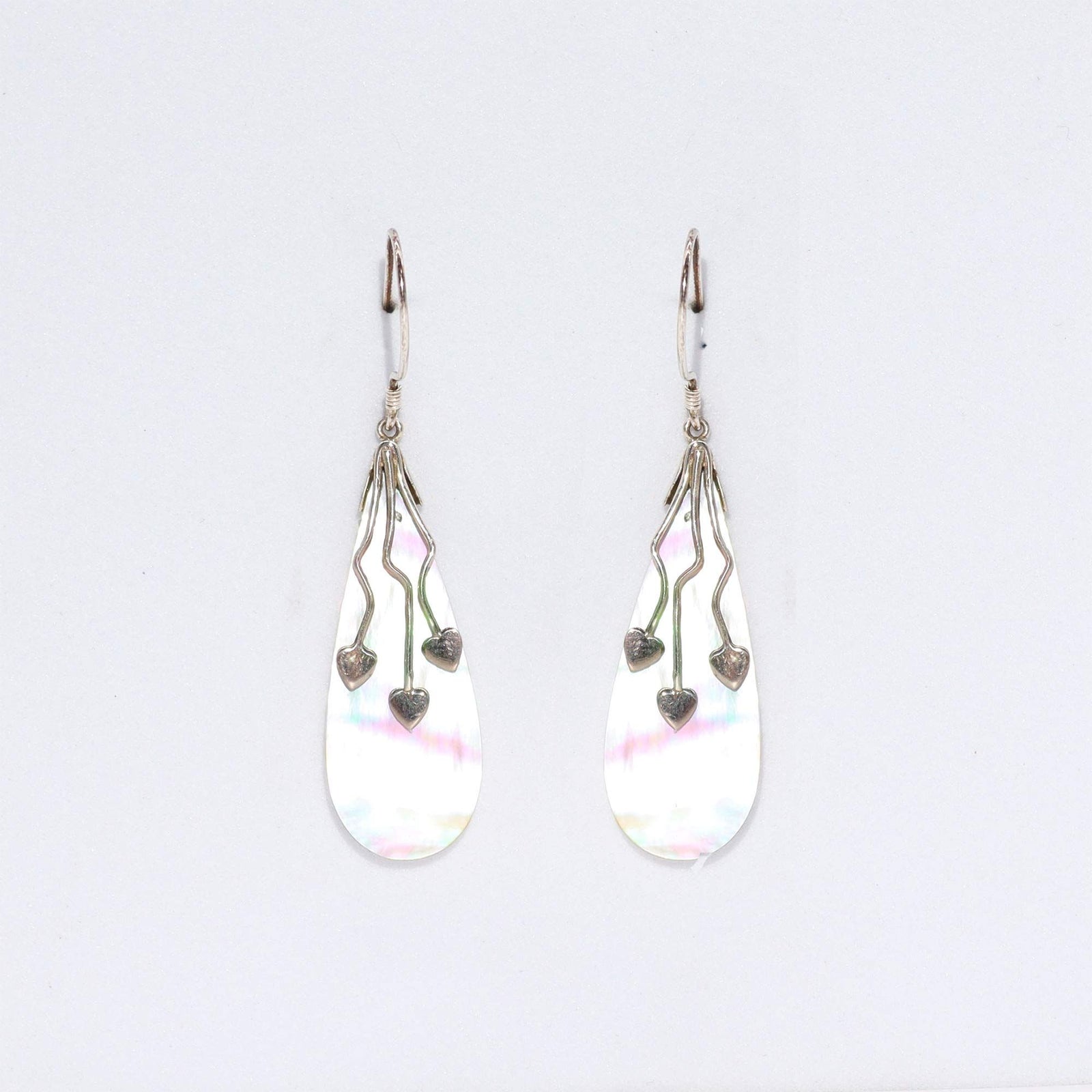 Shell & Silver Earrings - Three Hearts - MOP product image