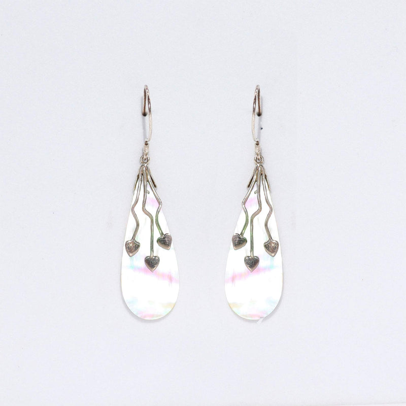 Shell & Silver Earrings - Three Hearts - MOP product image