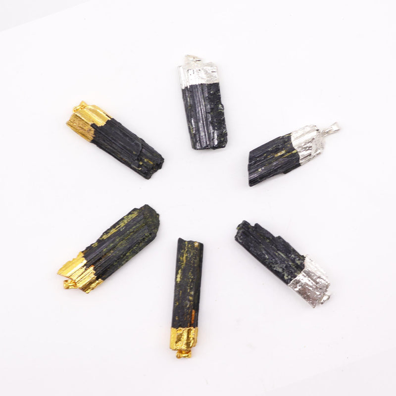 Gemstone Indian Tourmaline & Silver Plated Pendants (6 assorted) product image