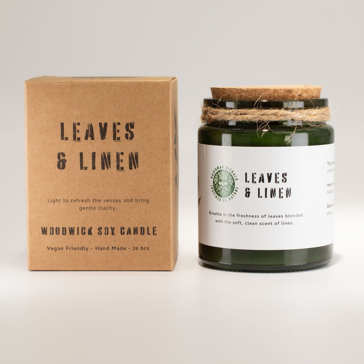 Greenman Woodwick Soy Candle - Leaves & Linen product image 2