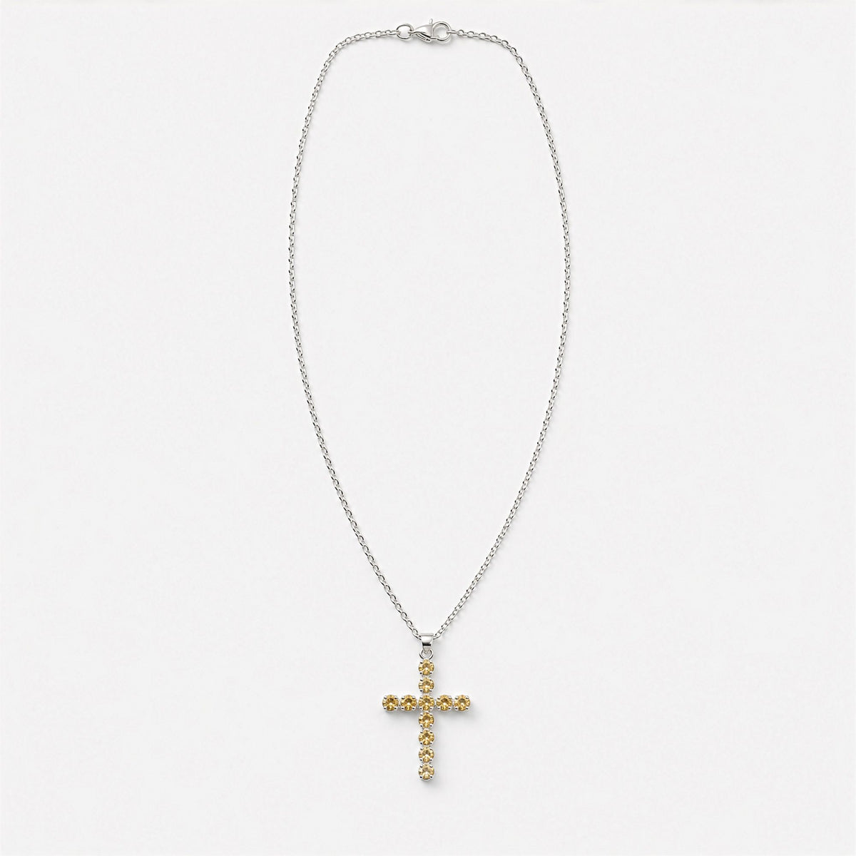 Indian Devotional Pendant - Silver Plated (45cm Chain)- Citrine Crucifix product image 5