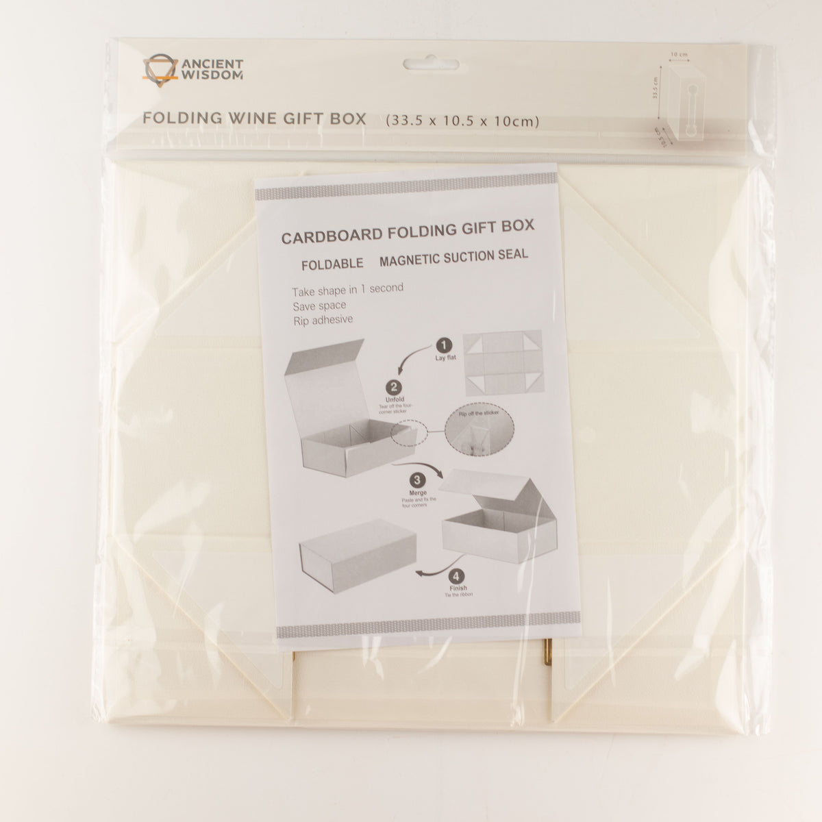 Flat Pack Gift Box - Wine Box Shape (33.5x10x10.5cm) - White - product image 4