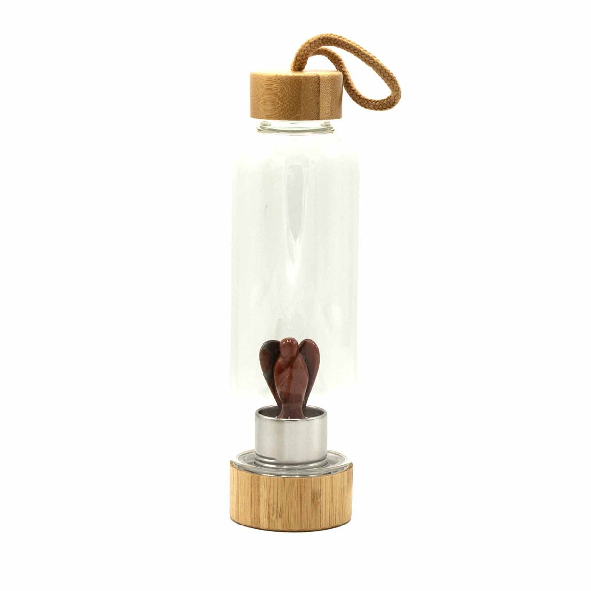 Crystal Infused Glass Water Bottle - Invigorating Red Jasper - Angel - product image 3