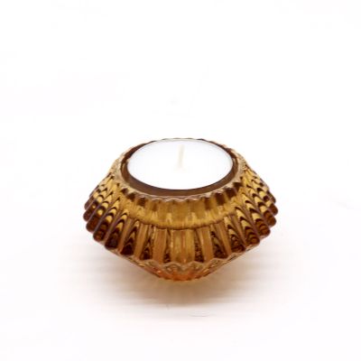 Flower Flip Dinner Candle / Tealight Holder - Antique Amber product image 2