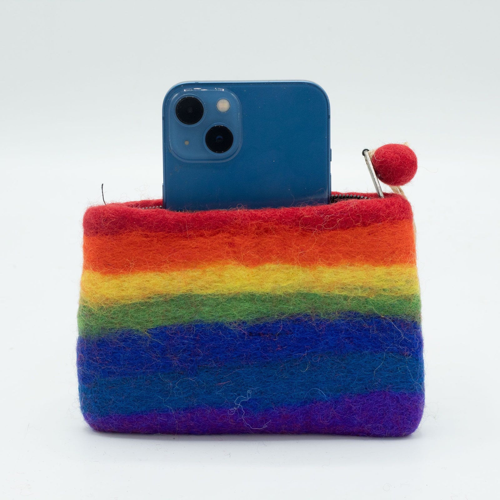 Natural Felt Zipper Pouch (asst) - Rainbow product image