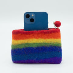 Natural Felt Zipper Pouch (asst) - Rainbow product image
