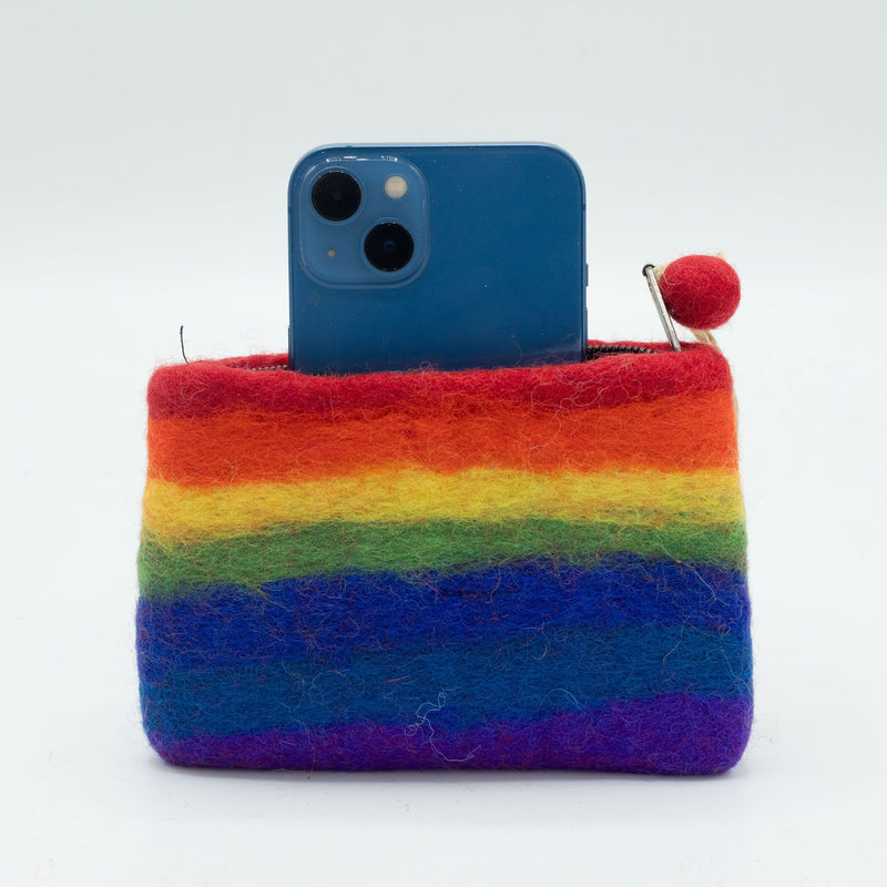 Natural Felt Zipper Pouch (asst) - Rainbow product image