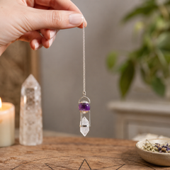 Seeker of Truth - Double Power Pendulum - Amethyst Globe - Clear Quartz Double Terminated product image 3