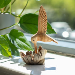 Handmade Parasite Wood Art Carving - Nectar Drinking Hummingbird product image 4