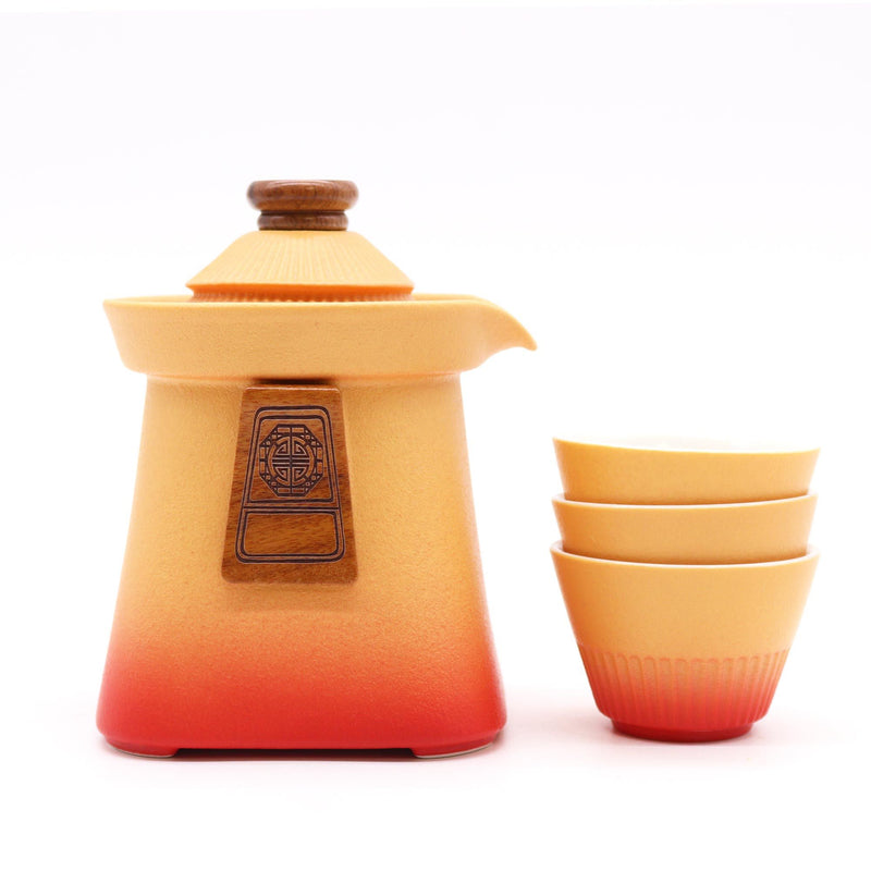 Temple Teapot Set & Three Cups - Orange Earth product image