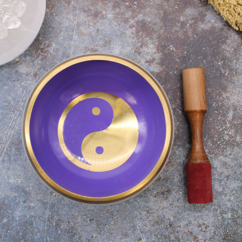 Lrg Yin & Yang Singing Bowl Set- White/Purple 14cm product image 7