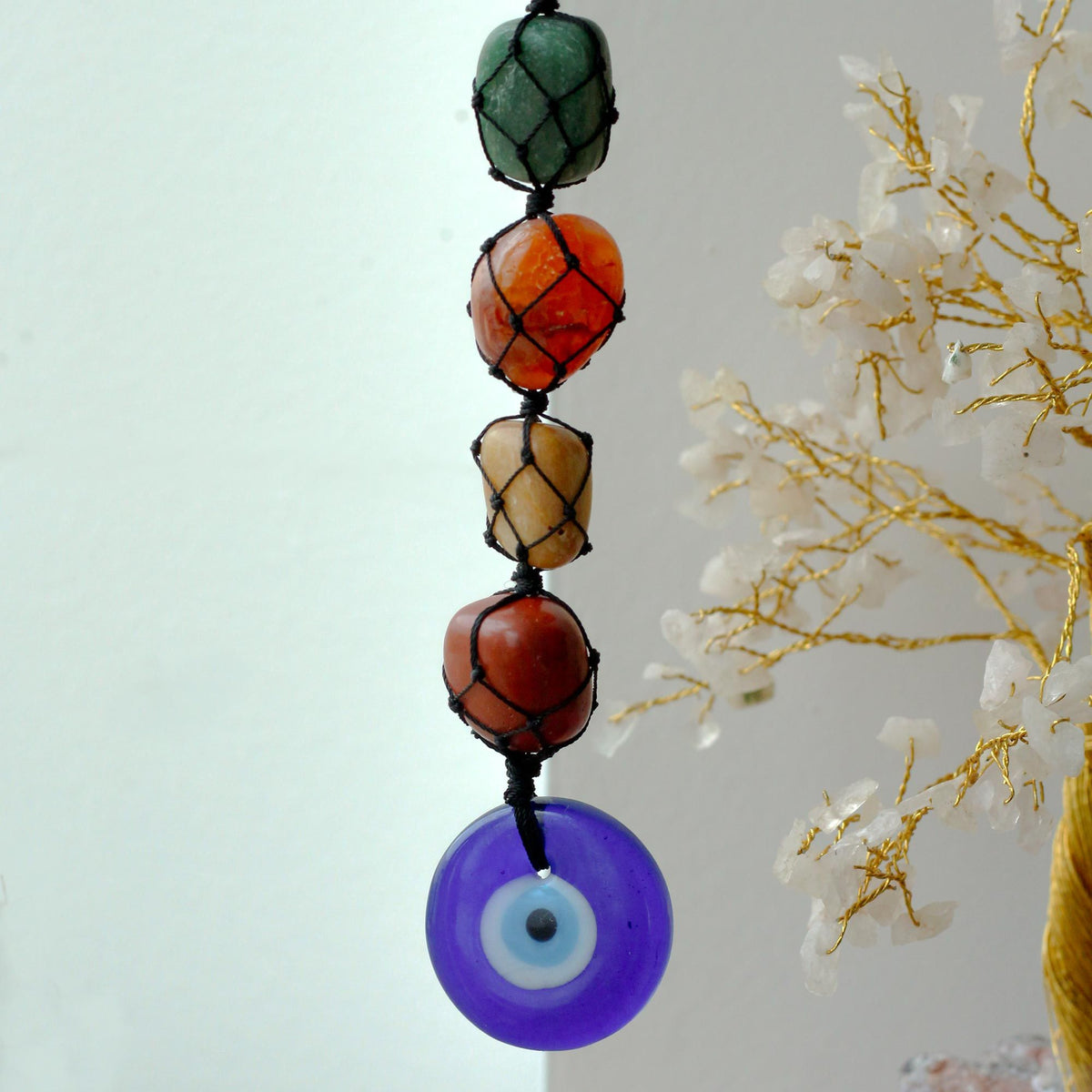 Hanging Chakra Stone Pendant - Evil Eye - product image 2