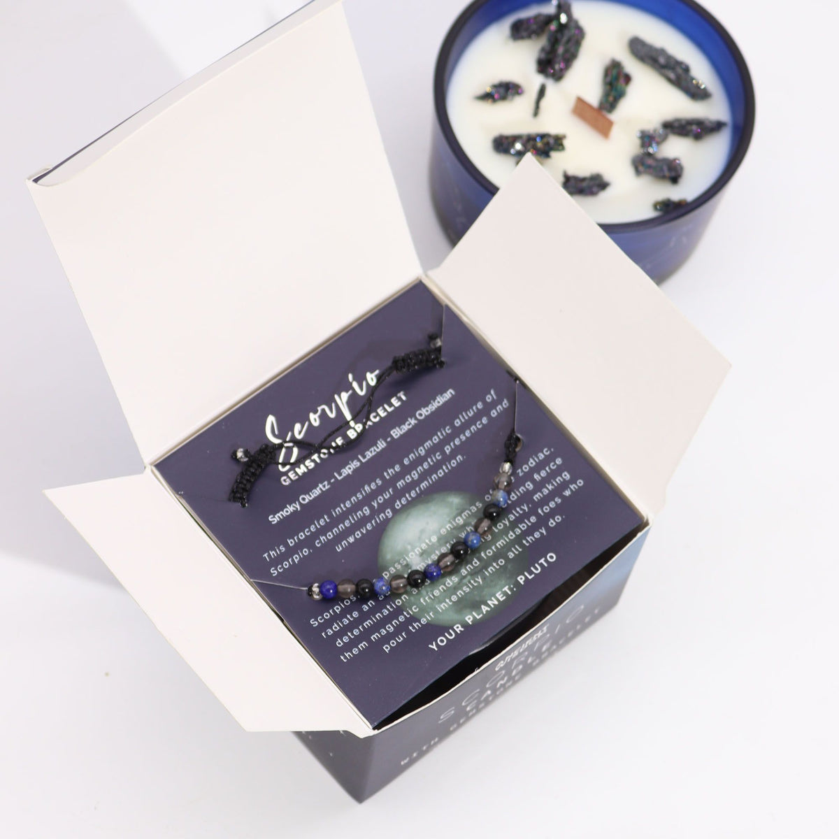 Zodiac Crystal Candle with Gemstone Bracelet - Scorpio product image 2