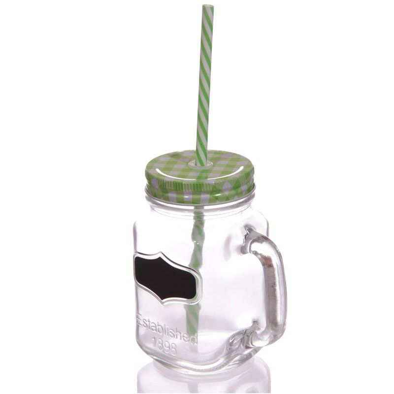 Vintage Drinking Jar and Chalkboard - Green product image
