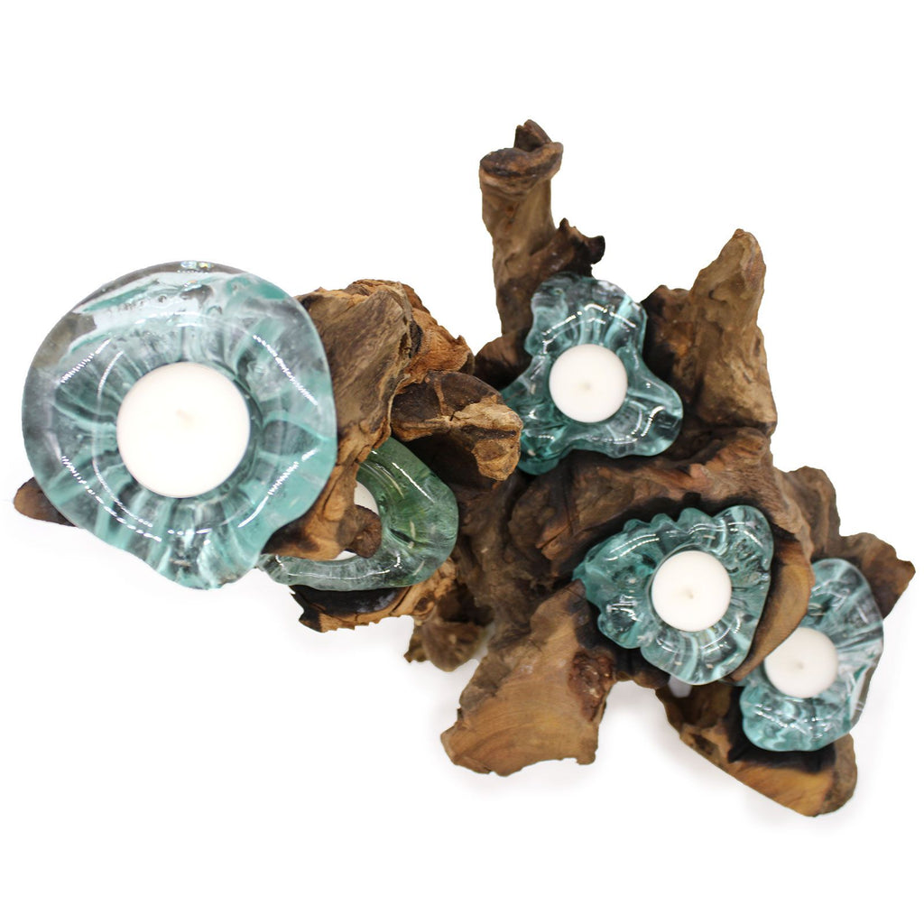 Molton Glass Five Candle Holder on Wood product image 10