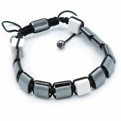 Magnetic Hematite Shamballa Bracelet - White Jasper Cuboids product image