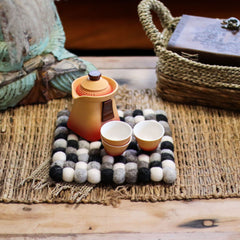 Felt Ball Square Placemat -Multi Grey Colour