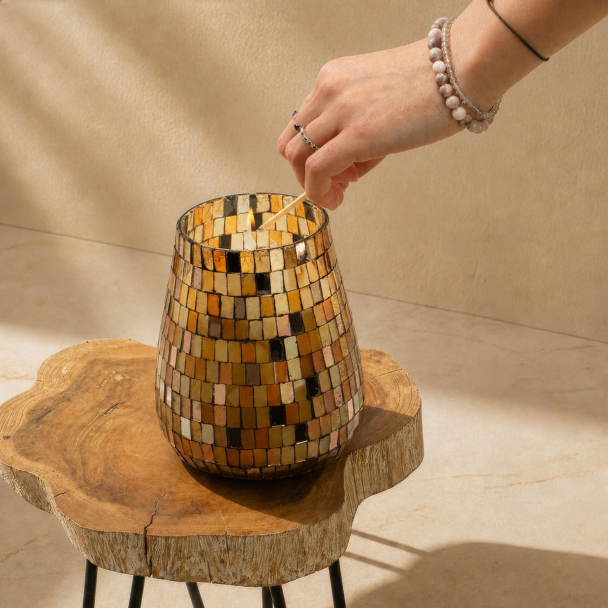 Tall Glass Jar Candles - Amber Mosaic - product image 2