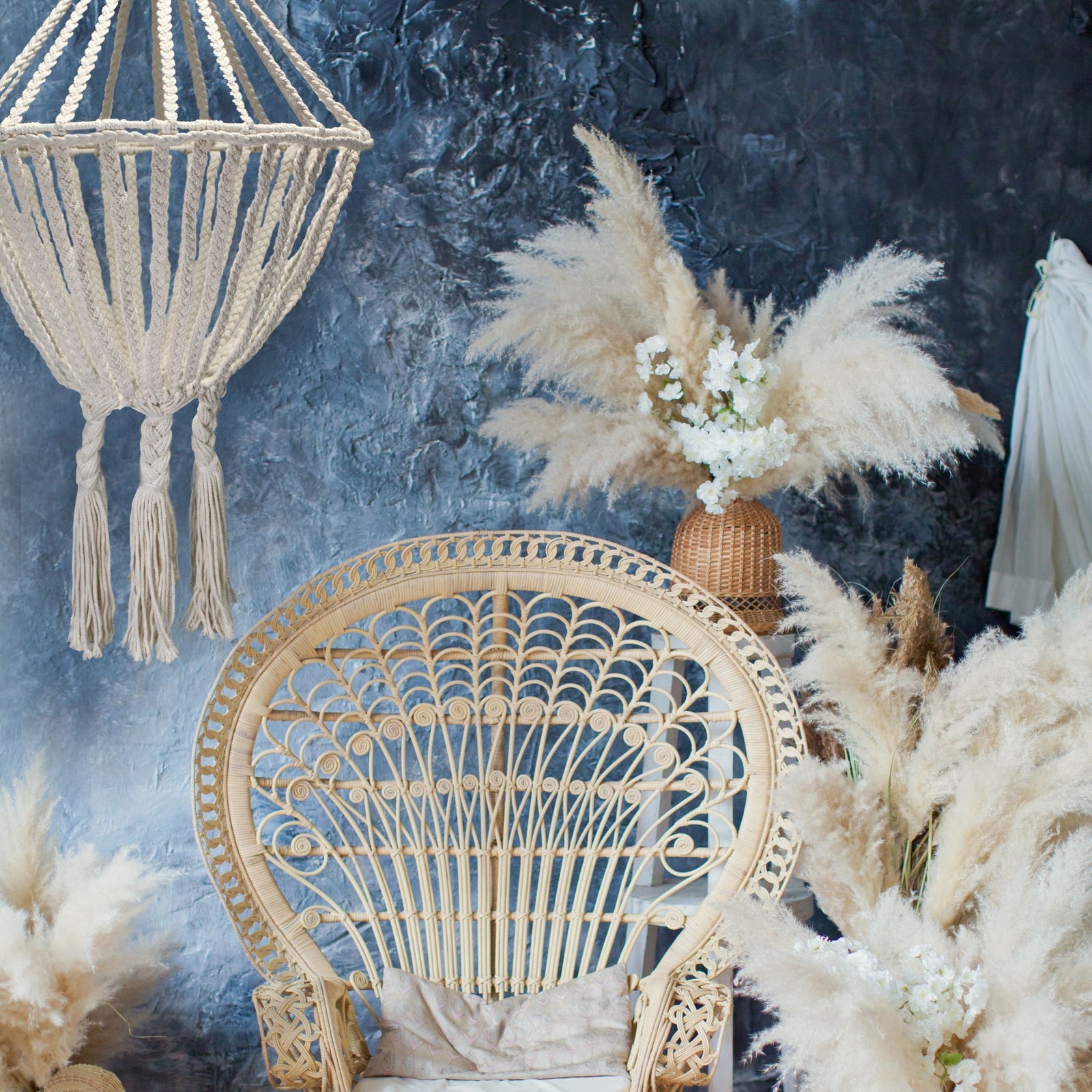 Macrame Large Drop Chandelier - Natural product image 2