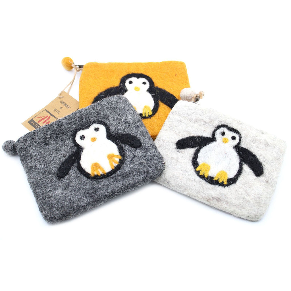 Natural Felt Zipper Pouch (asst) - Cute Penguin product image 7