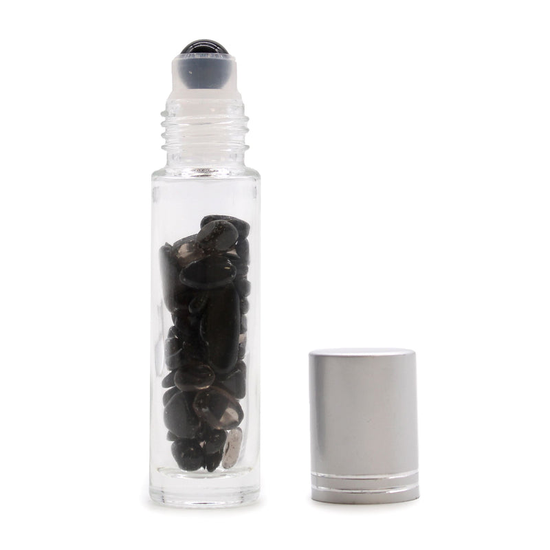 Gemstone Essential Oil Roller Bottle - Black Tourmaline - Silver Cap product image
