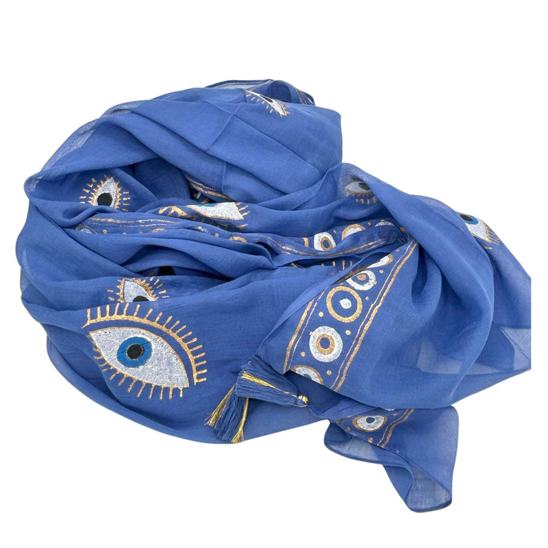 Nomad Sari Pareo – Rich Blue & Gold Evil Eye Print product image