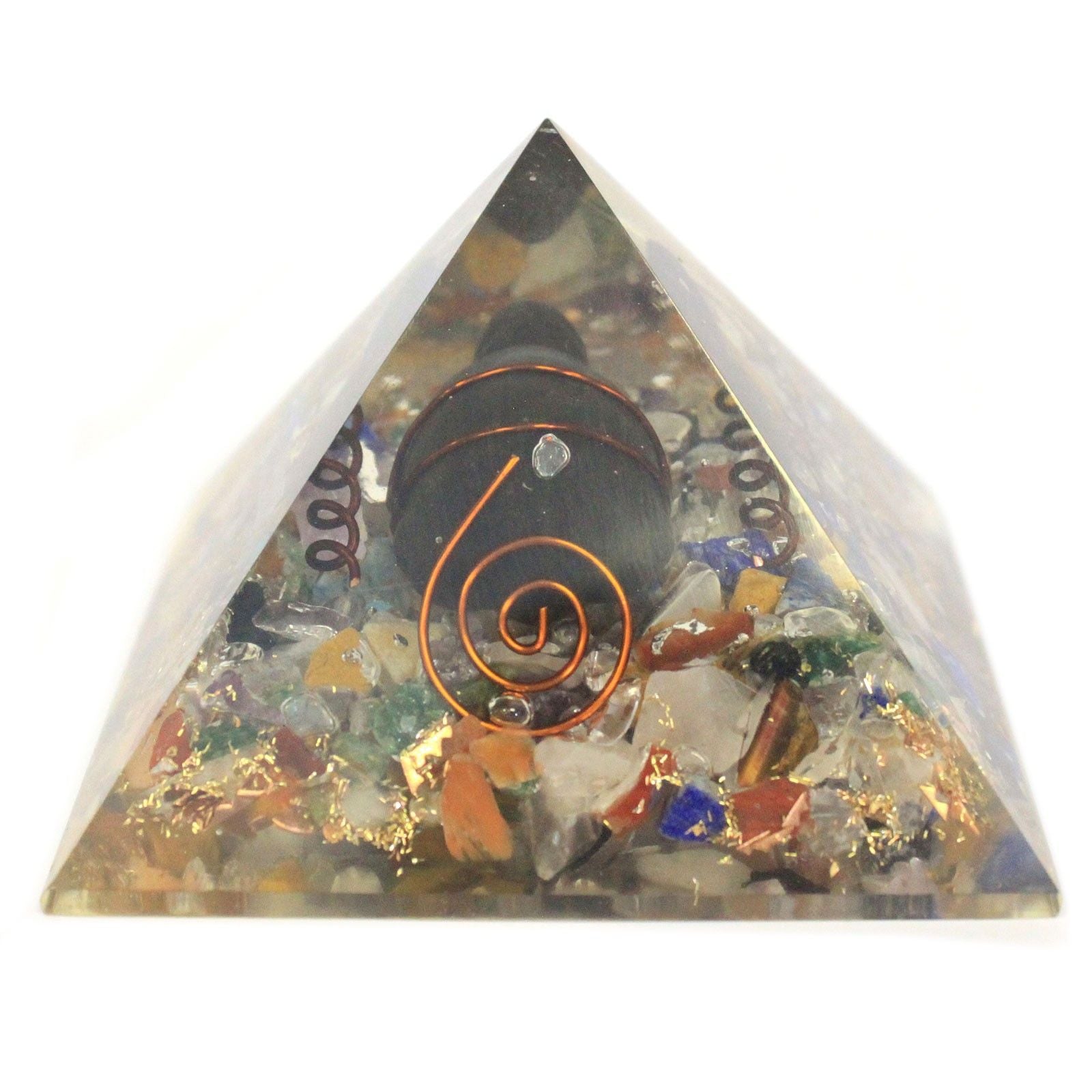 Med Orgonite Pyramid 60mm Gemchips, Copper, Turtle product image