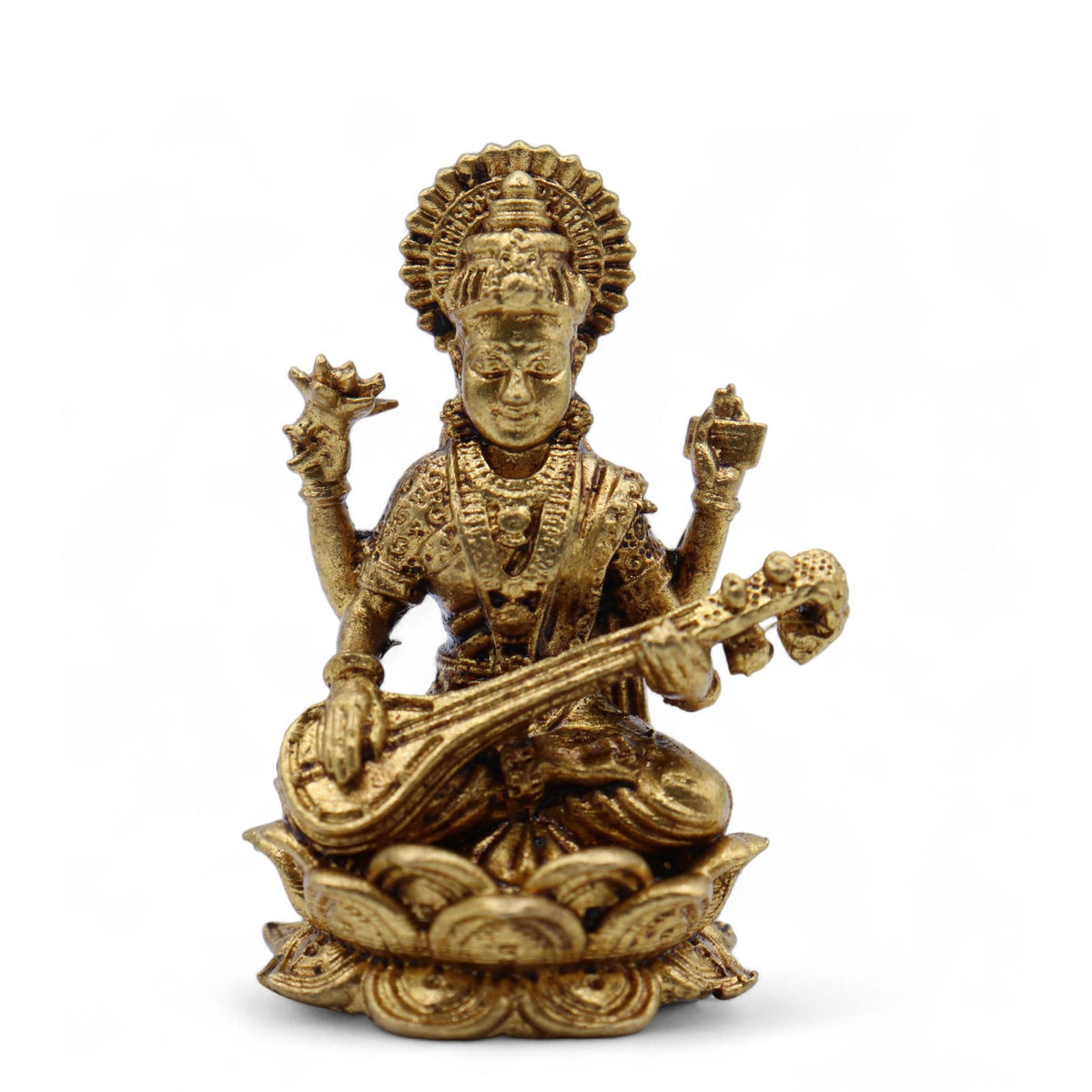 Brass Miniature Gods - Sarswati (22gms) - 34mm product image 3